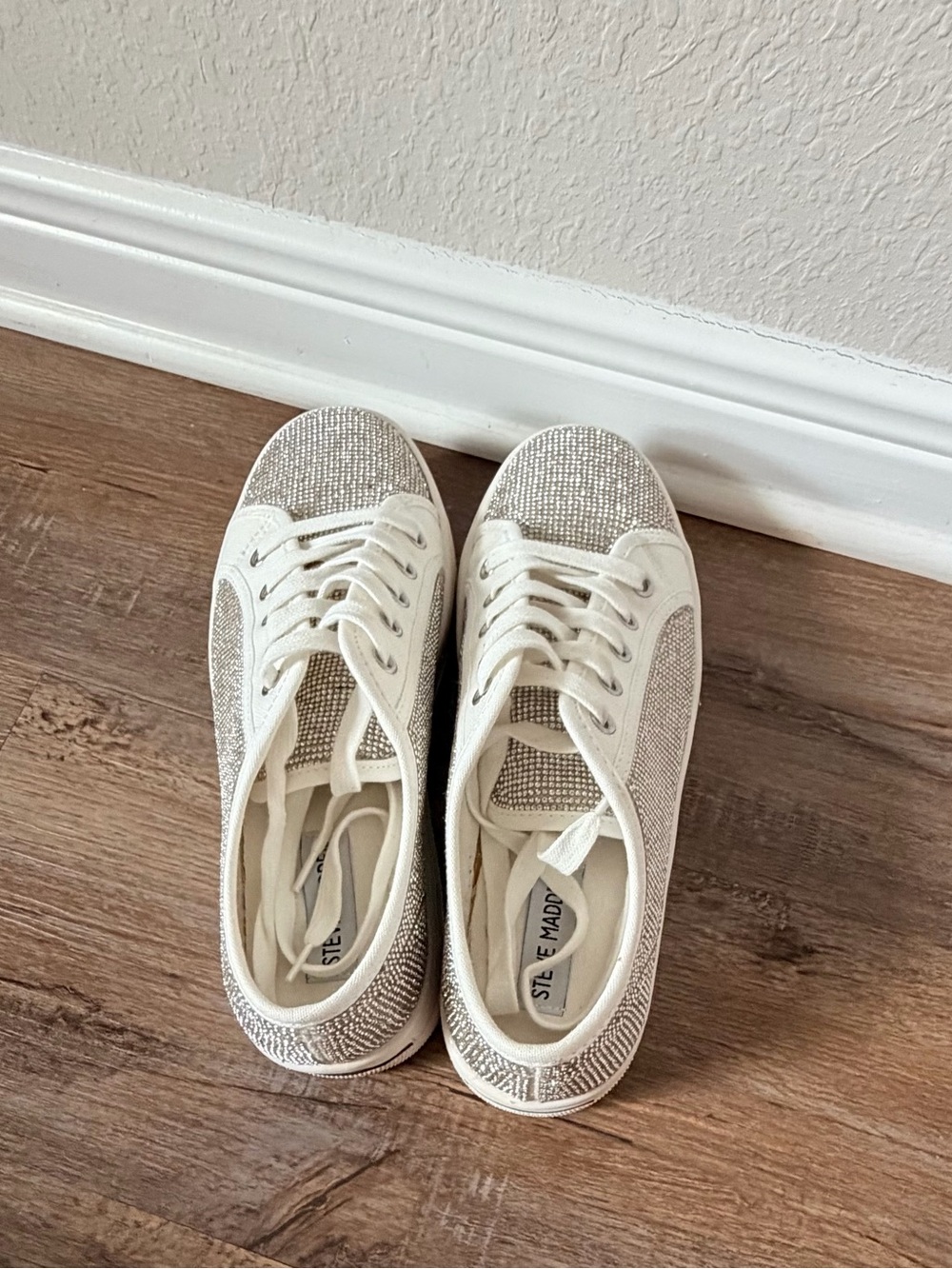 Steve Madden White with Rhinestone Women's Sneakers